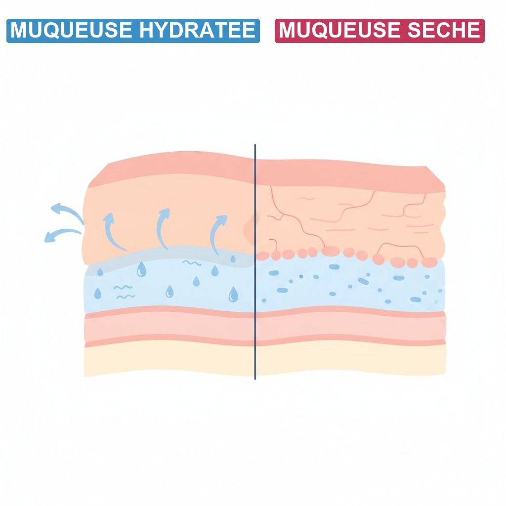 Hydratant vaginal - schéma des muqueuses intimes hydratées et sèches